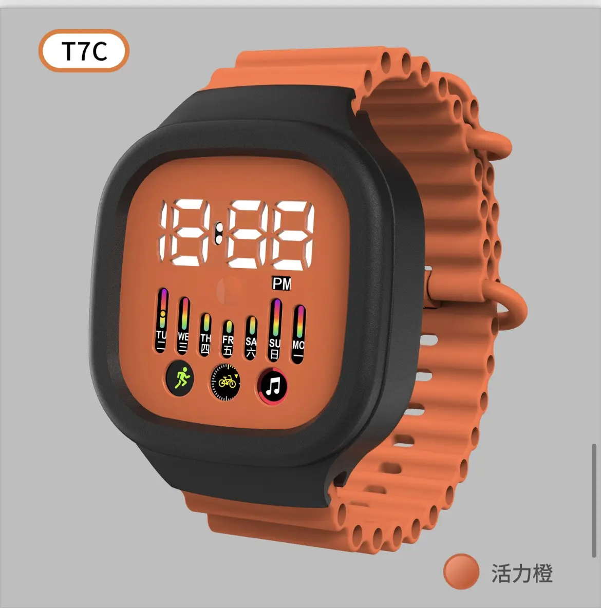 TTC Blue Digital Watch 12:28 PM Display - Image 5