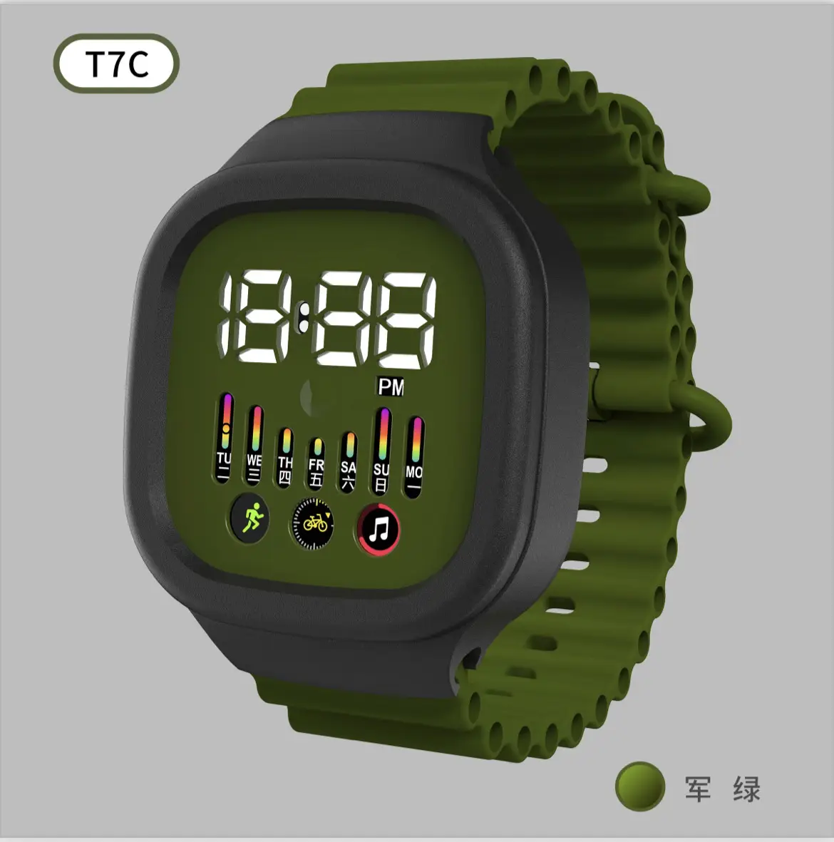 TTC Blue Digital Watch 12:28 PM Display - Image 6
