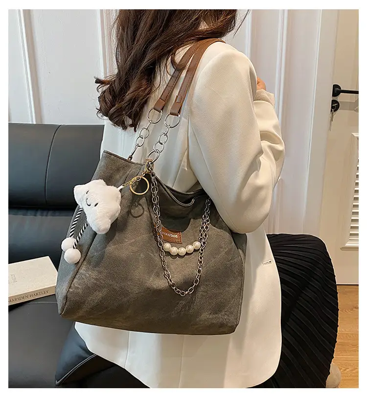 Women Casual Shoulder Tote Bag Brown Leather 2025 Spring Summer — feature 1
