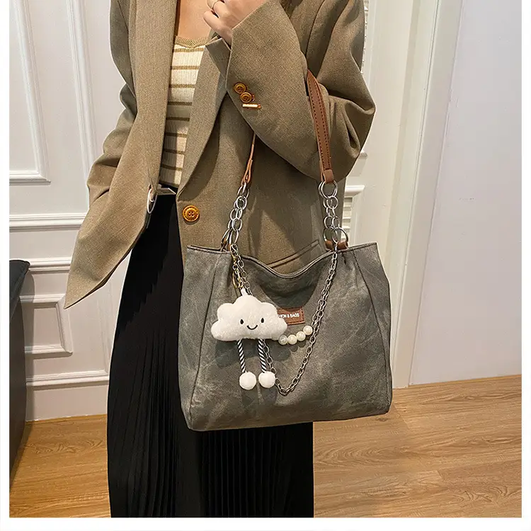 Women Casual Shoulder Tote Bag Brown Leather 2025 Spring Summer — feature 44