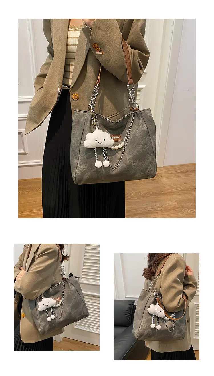Women Casual Shoulder Tote Bag Brown Leather 2025 Spring Summer — feature 9