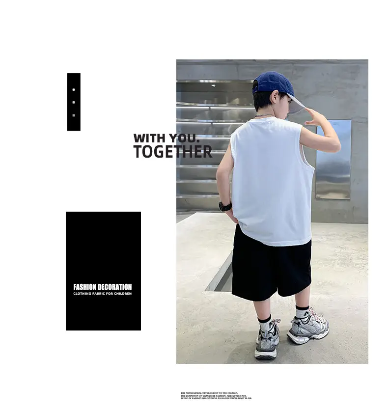 Summer Cotton Cartoon Vest for Boys Black Shorts — feature 9