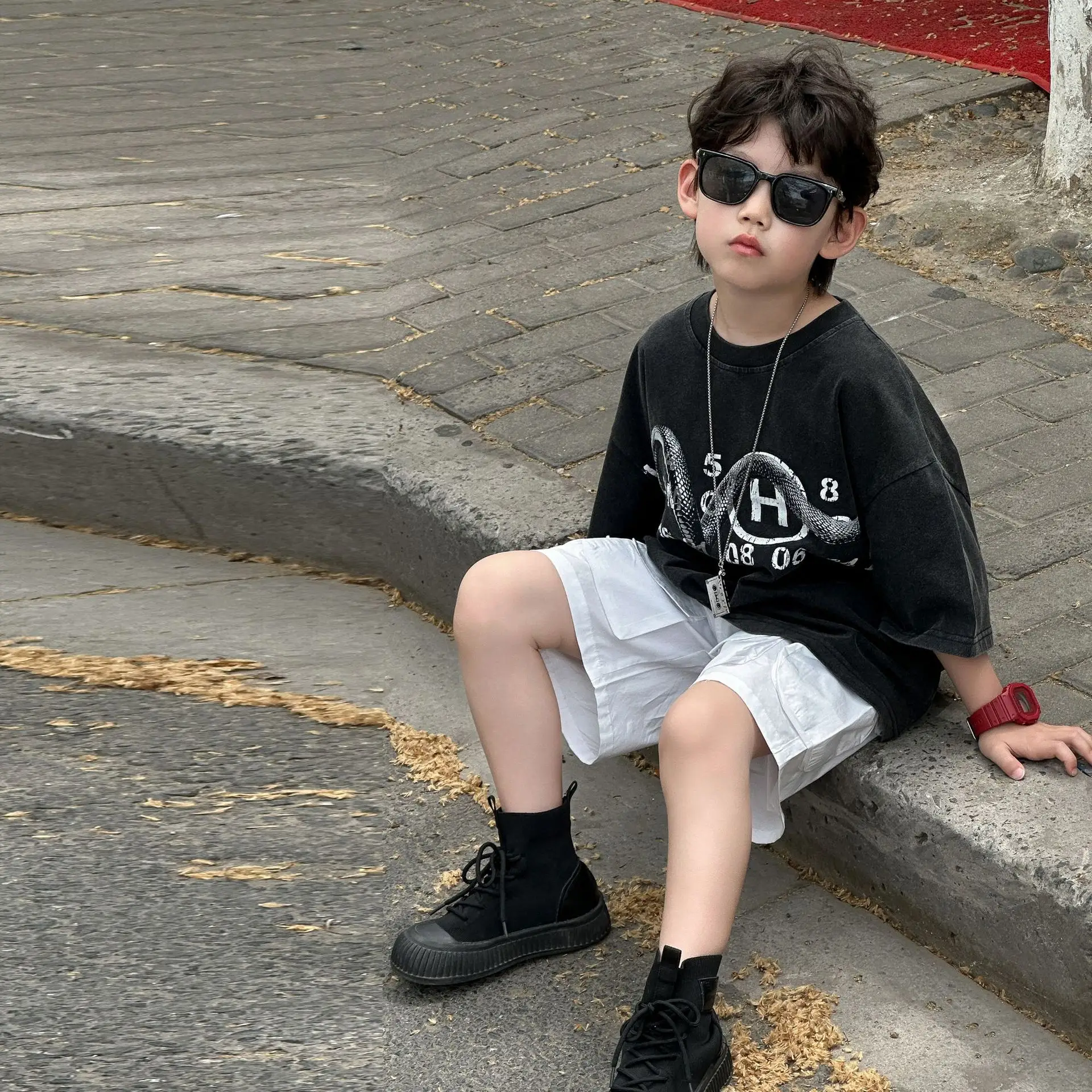 Boys Black Graphic T-Shirt Short Sleeve 2025 — feature 12
