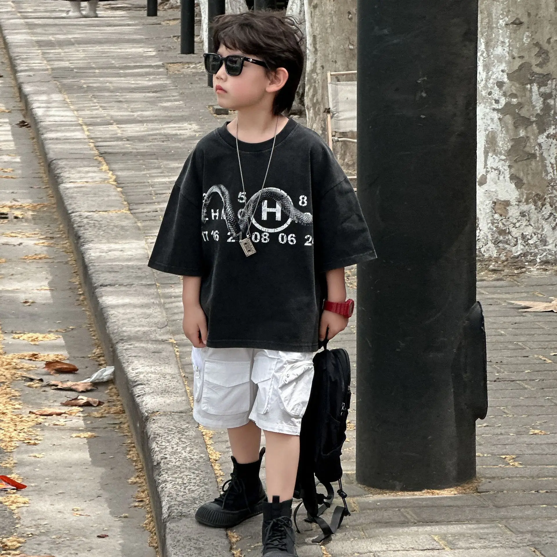 Boys Black Graphic T-Shirt Short Sleeve 2025 — feature 7