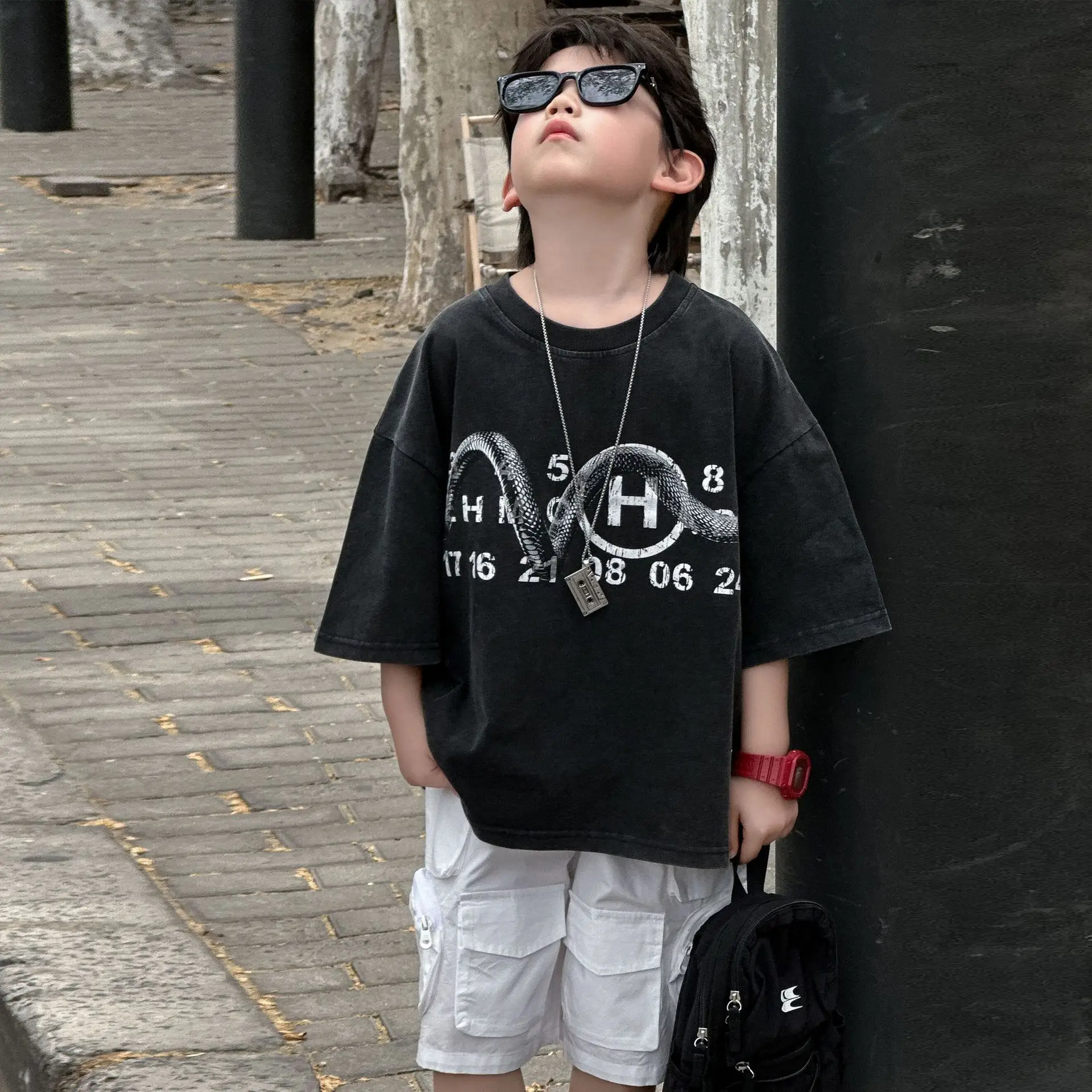 Boys Black Graphic T-Shirt Short Sleeve 2025 — feature 8