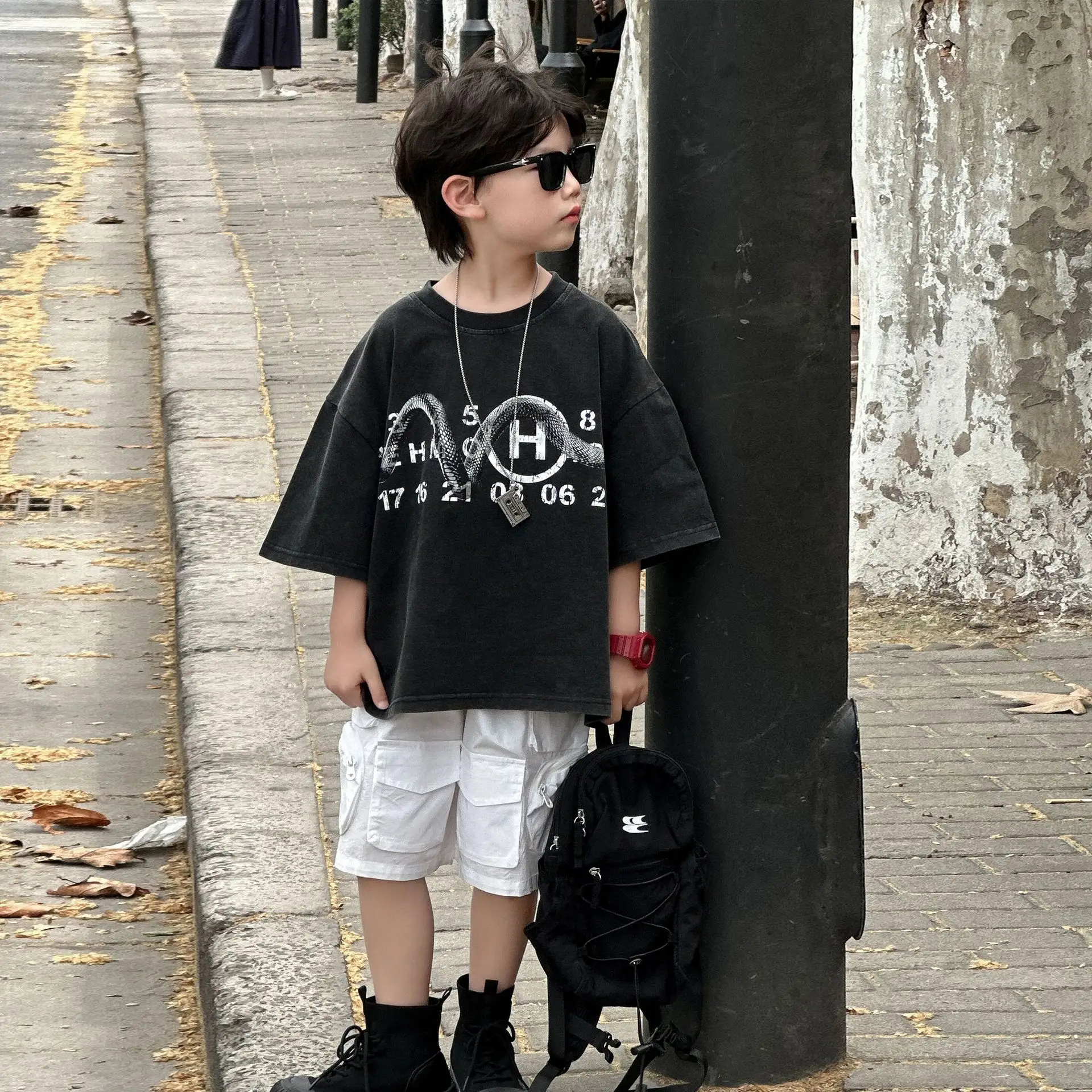 Boys Black Graphic T-Shirt Short Sleeve 2025 — feature 9