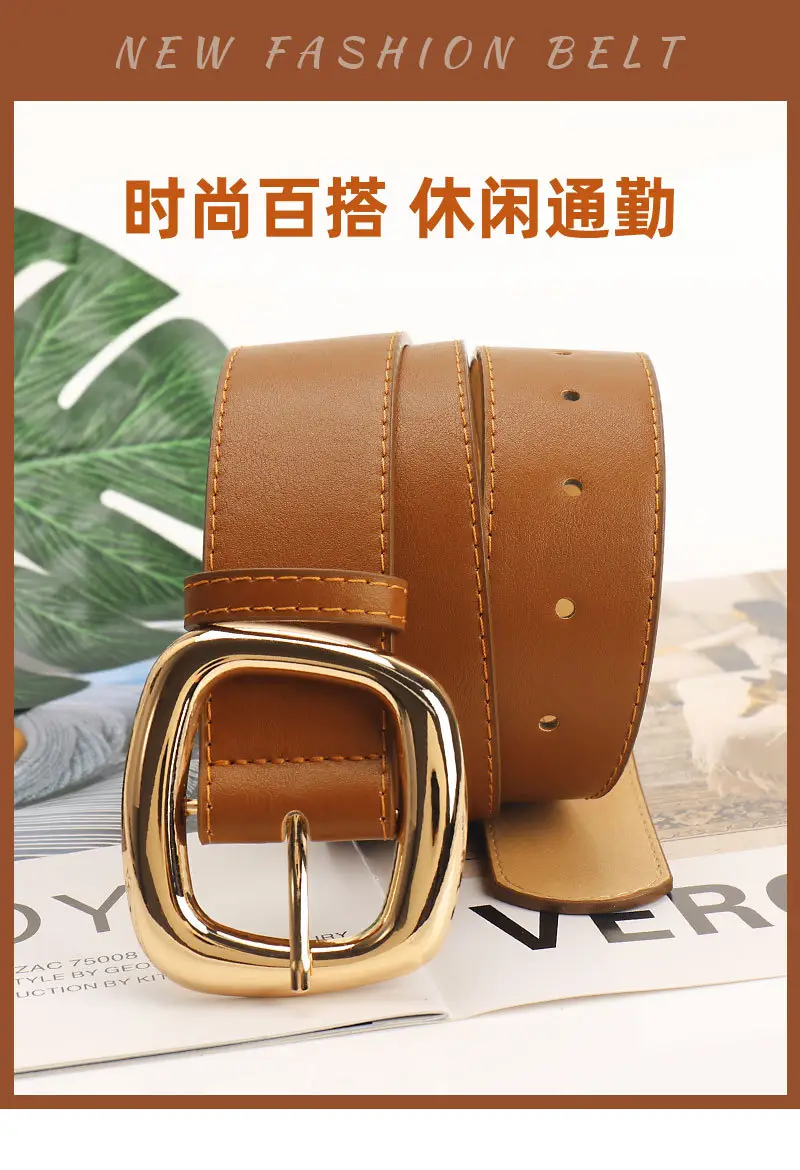 Black Leather Belt for Women 3.8 Wide Casual Commuter — feature 20