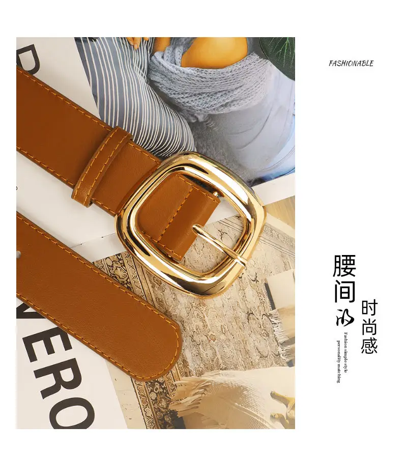 Black Leather Belt for Women 3.8 Wide Casual Commuter — feature 22