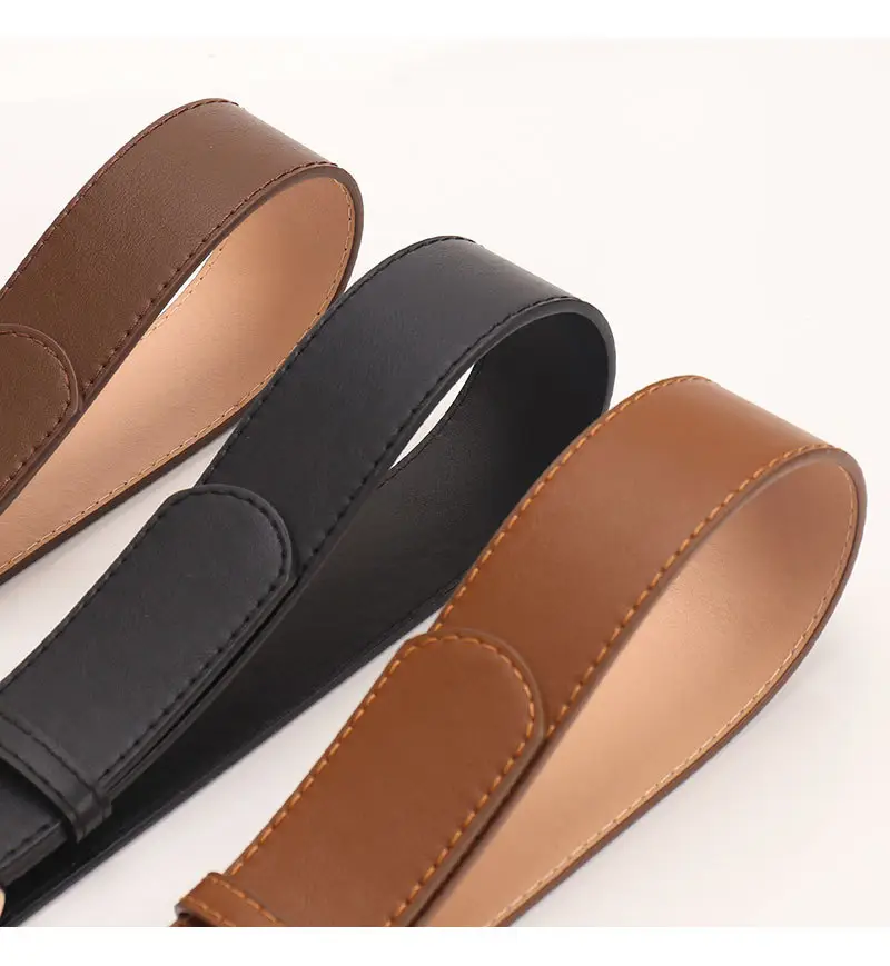 Black Leather Belt for Women 3.8 Wide Casual Commuter — feature 24