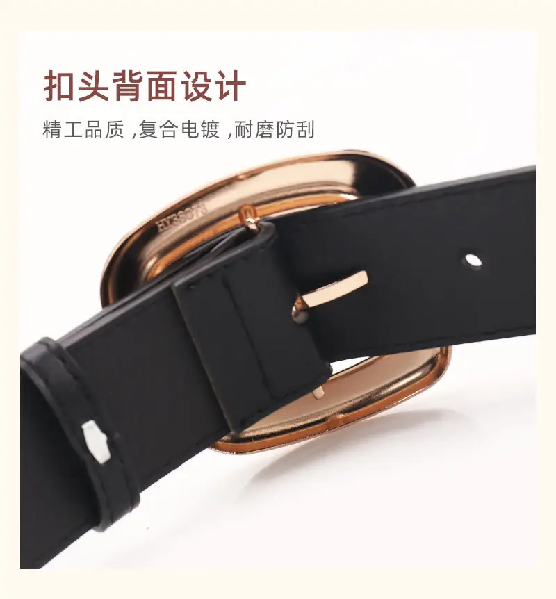 Black Leather Belt for Women 3.8 Wide Casual Commuter — feature 26