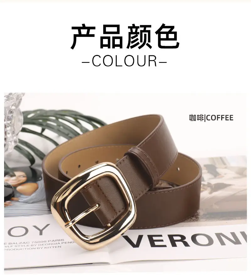 Black Leather Belt for Women 3.8 Wide Casual Commuter — feature 28