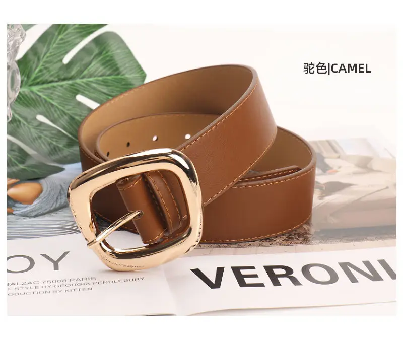 Black Leather Belt for Women 3.8 Wide Casual Commuter — feature 29