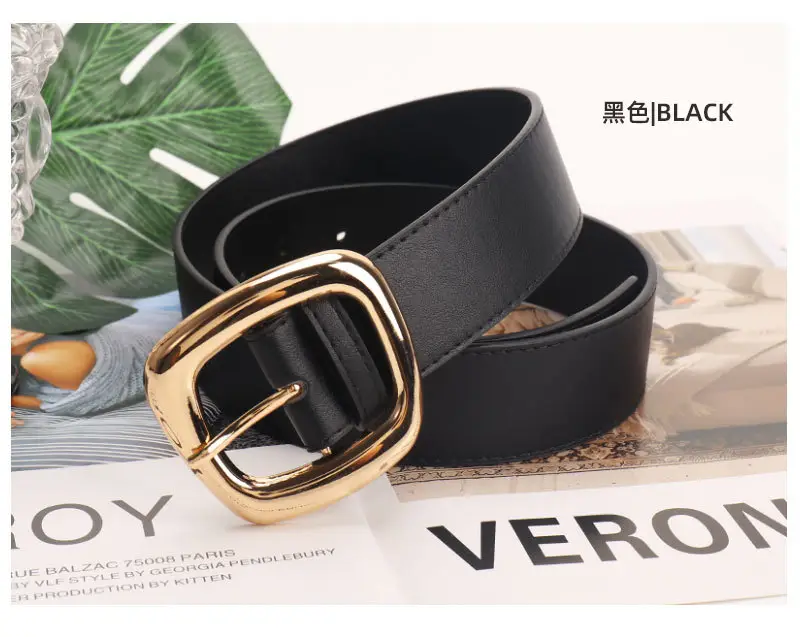 Black Leather Belt for Women 3.8 Wide Casual Commuter — feature 30