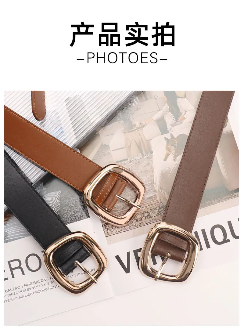 Black Leather Belt for Women 3.8 Wide Casual Commuter — feature 31
