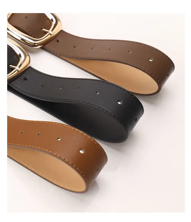 Black Leather Belt for Women 3.8 Wide Casual Commuter — feature 32