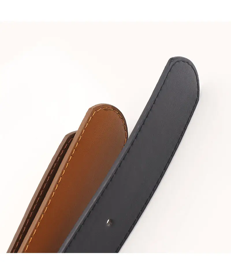 Black Leather Belt for Women 3.8 Wide Casual Commuter — feature 33
