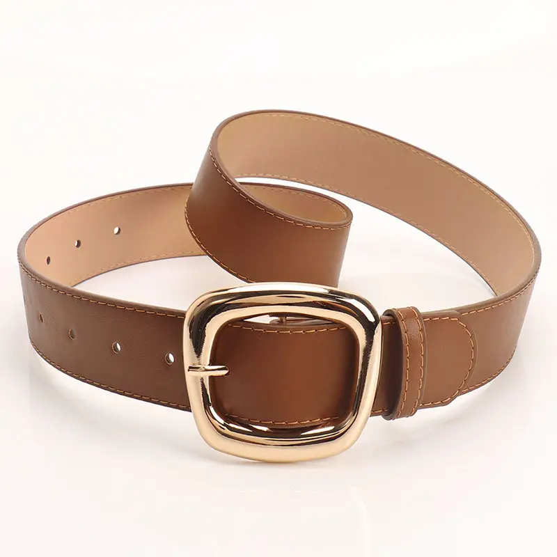 Black Leather Belt for Women 3.8 Wide Casual Commuter