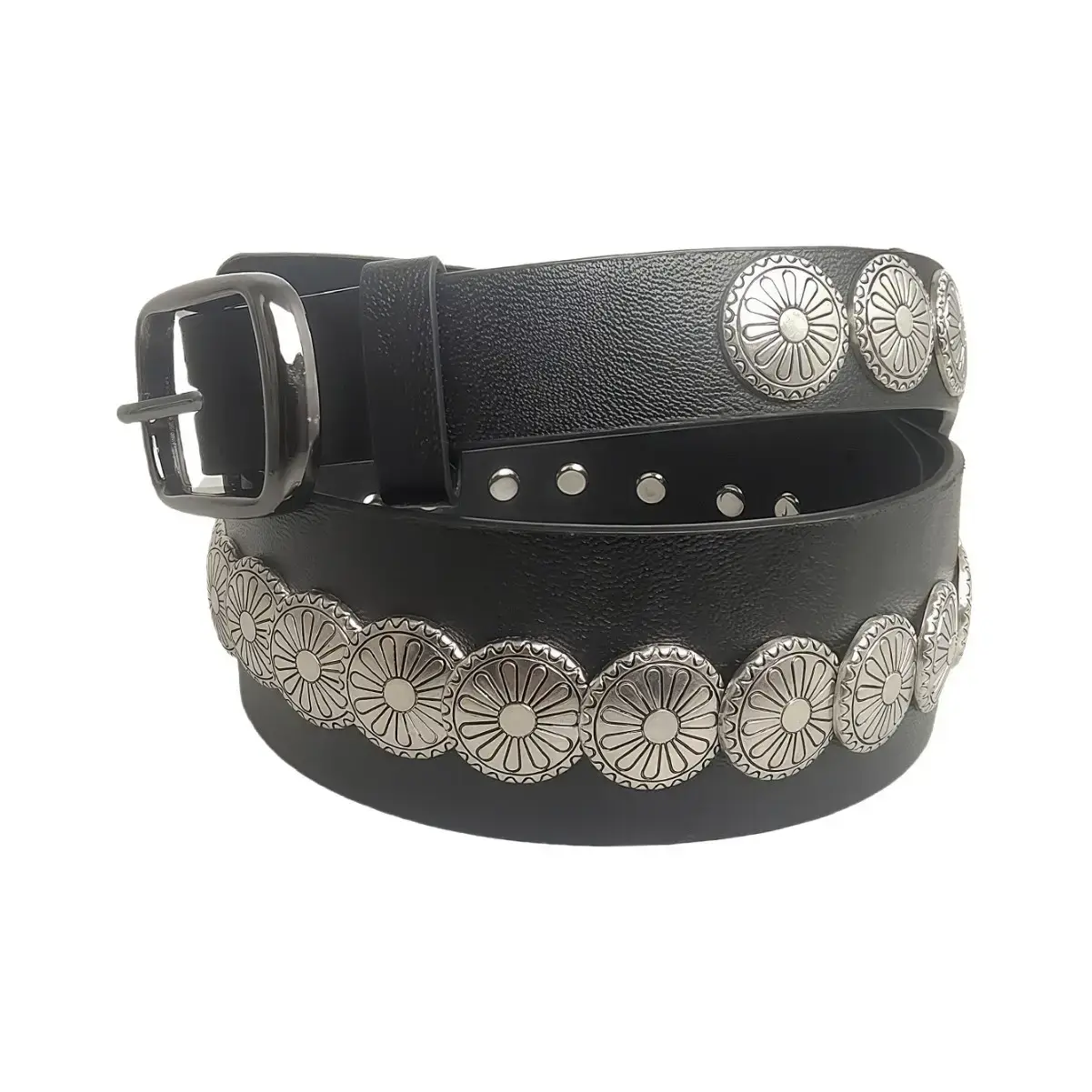 Black Rivet Belt No-Punch Hollow Korean Fashion