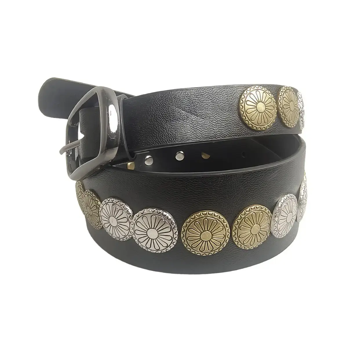 Black Rivet Belt No-Punch Hollow Korean Fashion