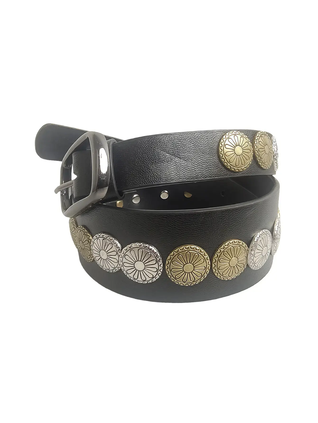 Black Rivet Belt No-Punch Hollow Korean Fashion