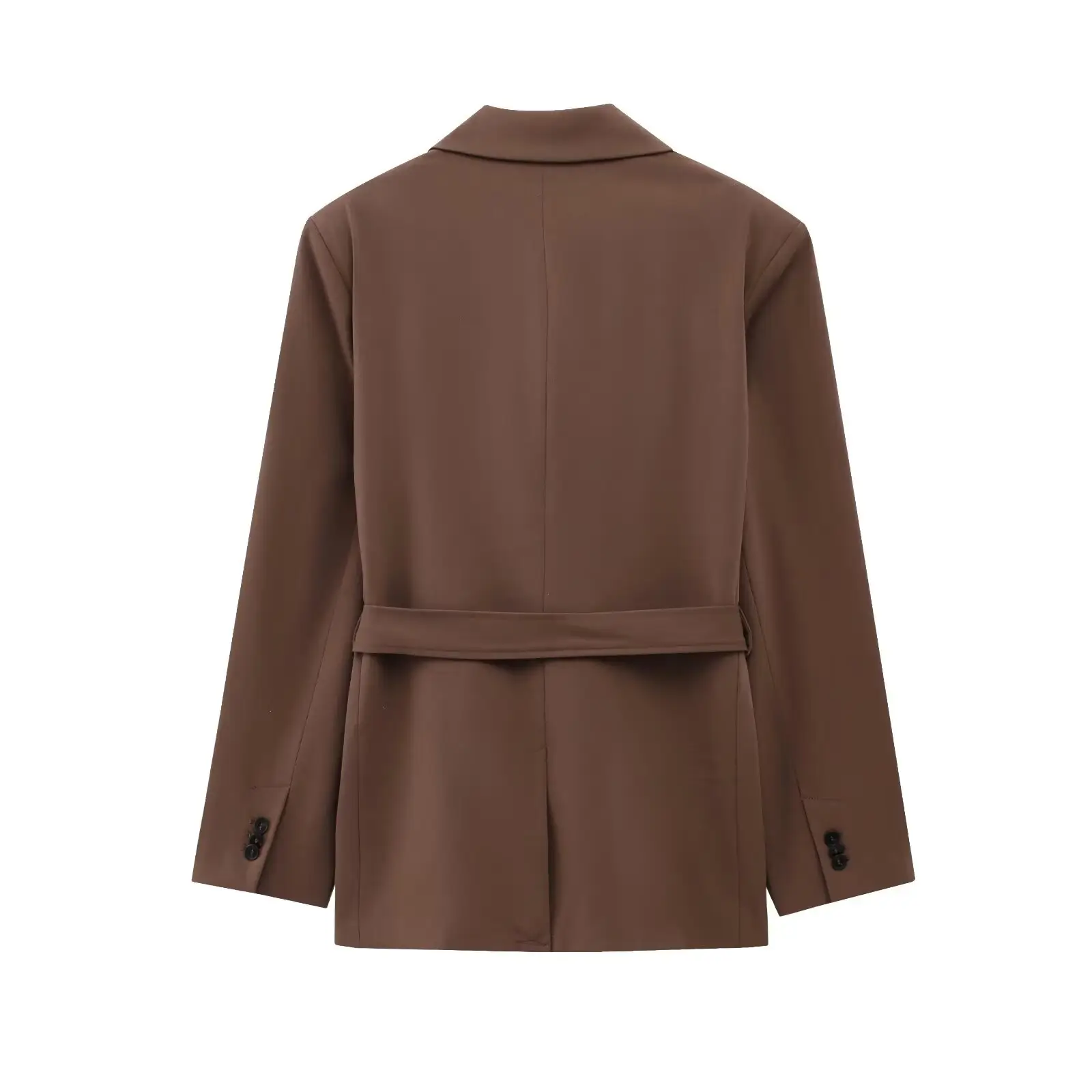 Brown Long Sleeve Belted Casual Pants Set - Image 4
