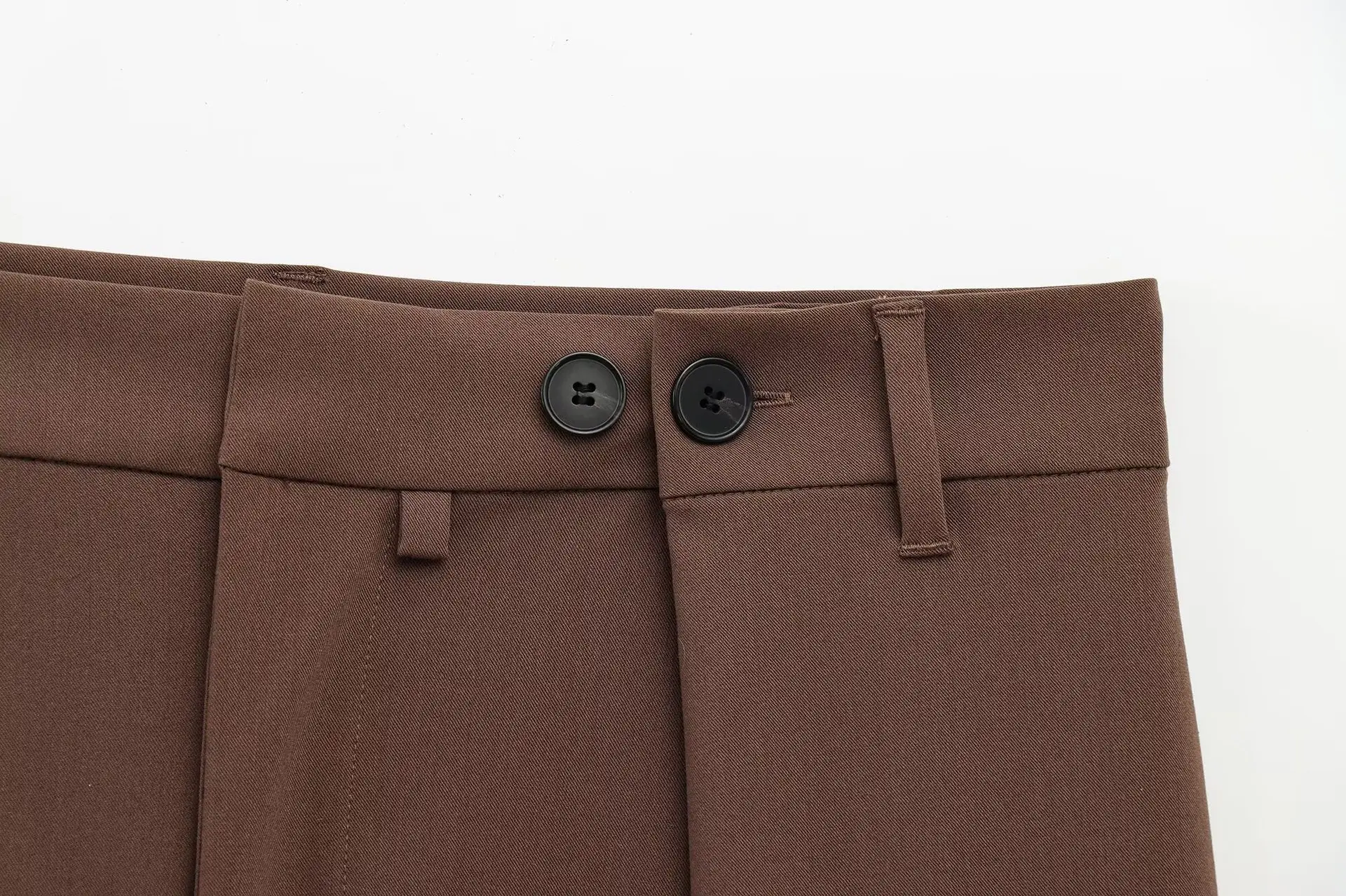 Brown Long Sleeve Belted Casual Pants Set — feature 14