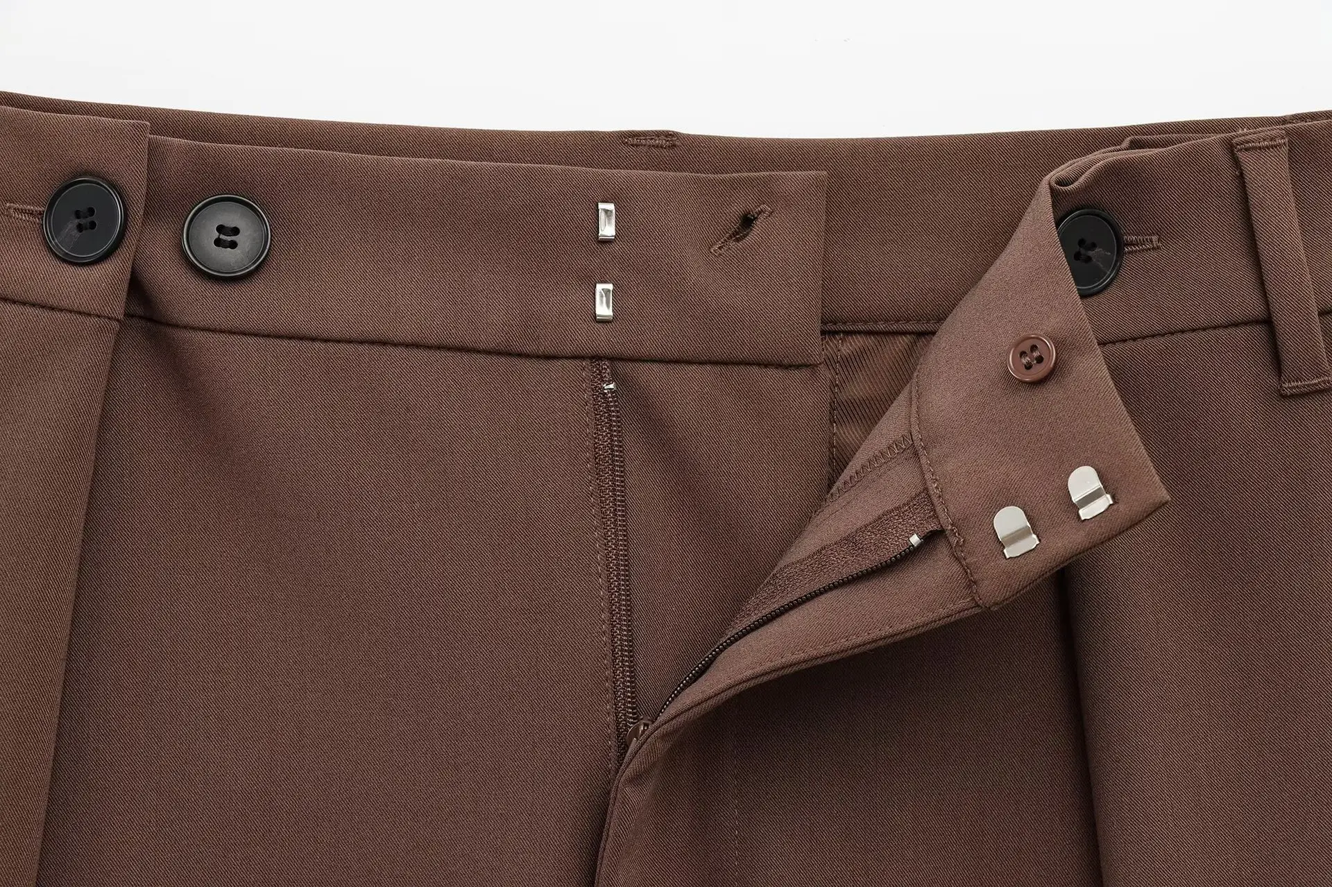 Brown Long Sleeve Belted Casual Pants Set — feature 17
