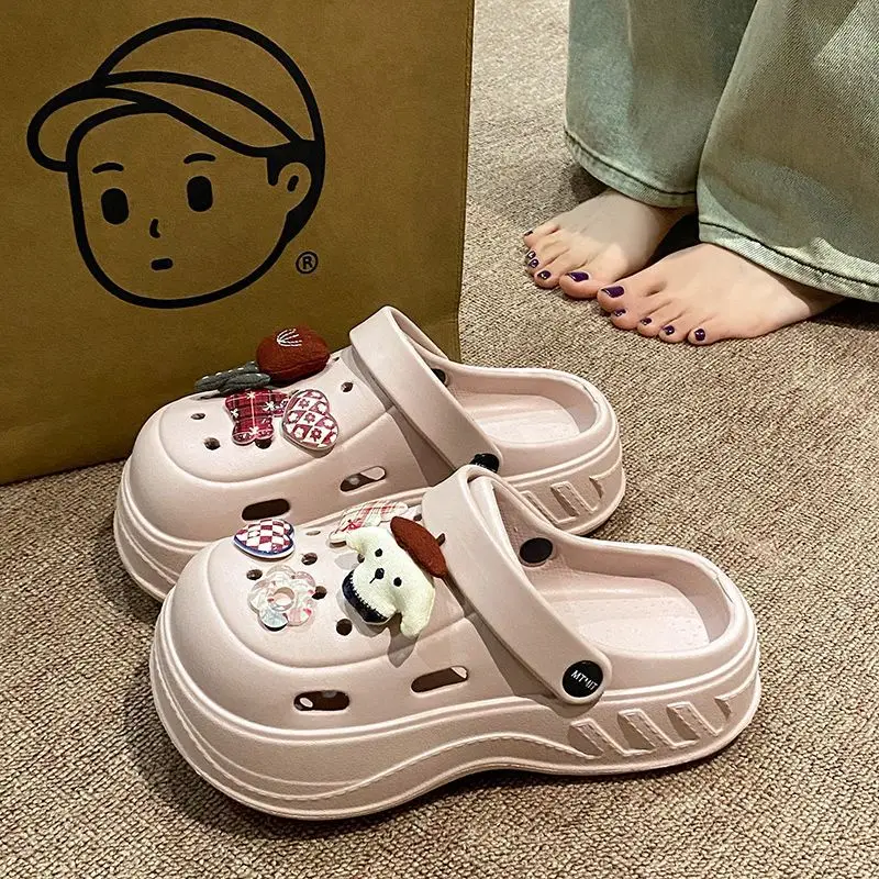 Women's White Rose Puppy Hole Sandals Thick Soled Non Slip - Image 23