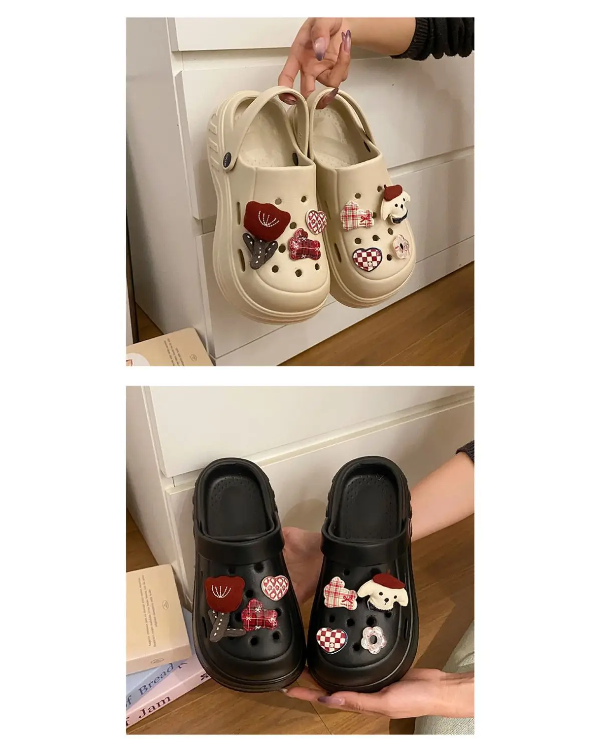 Women's White Rose Puppy Hole Sandals Thick Soled Non Slip — feature 18