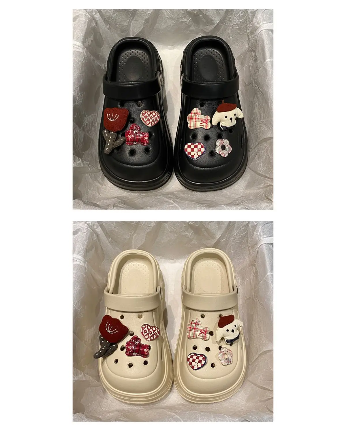 Women's White Rose Puppy Hole Sandals Thick Soled Non Slip — feature 23