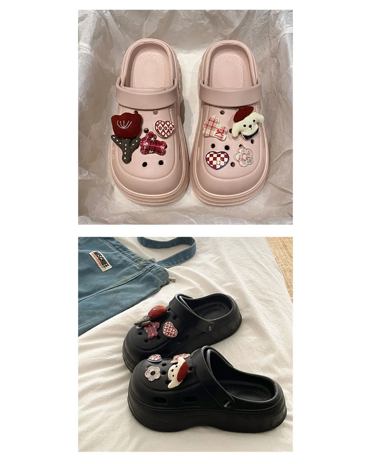 Women's White Rose Puppy Hole Sandals Thick Soled Non Slip — feature 24