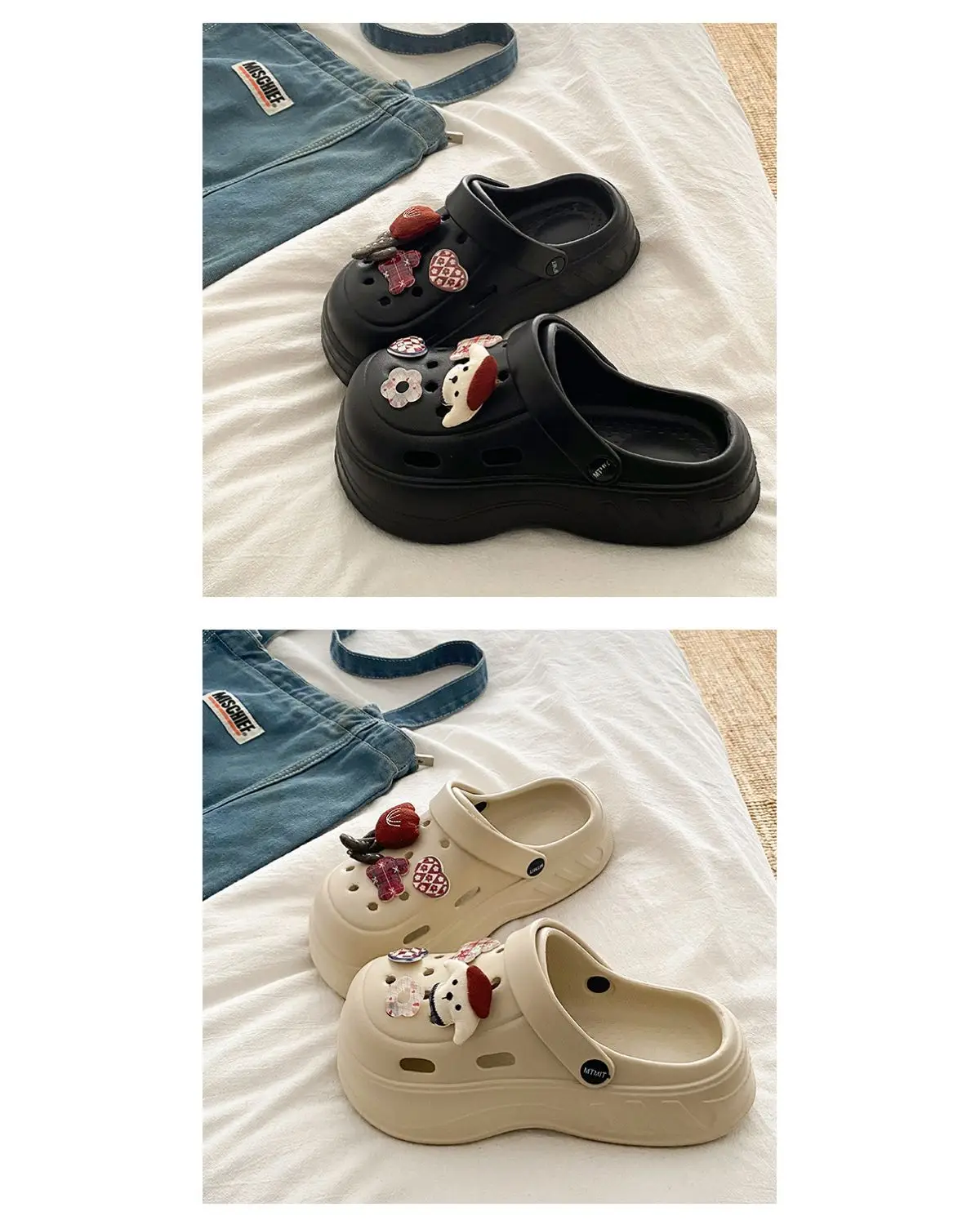 Women's White Rose Puppy Hole Sandals Thick Soled Non Slip — feature 25