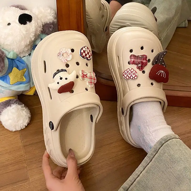 Women's White Rose Puppy Hole Sandals Thick Soled Non Slip — feature 30