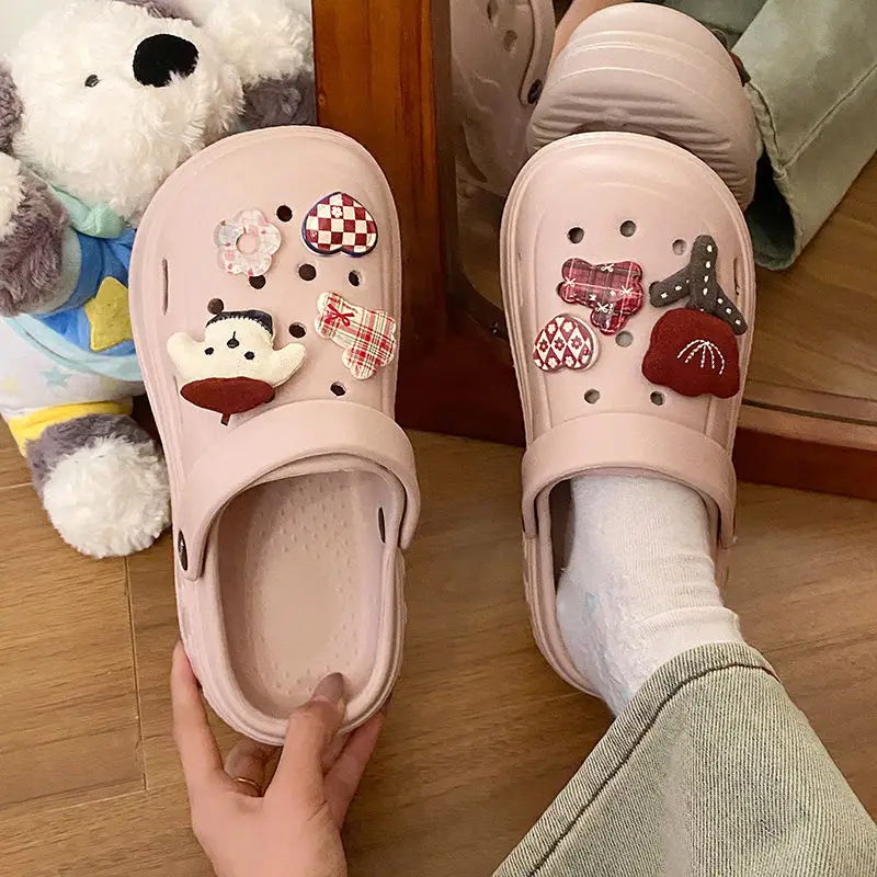 Women's White Rose Puppy Hole Sandals Thick Soled Non Slip — feature 31