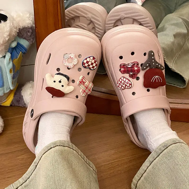 Women's White Rose Puppy Hole Sandals Thick Soled Non Slip — feature 32
