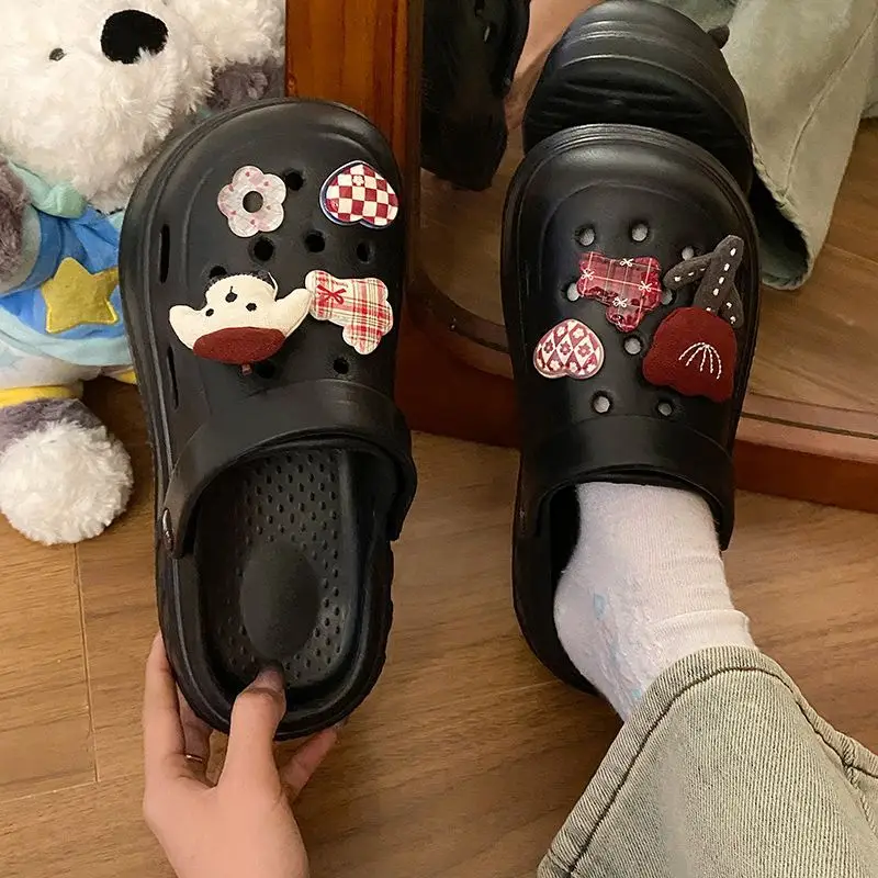 Women's White Rose Puppy Hole Sandals Thick Soled Non Slip — feature 34