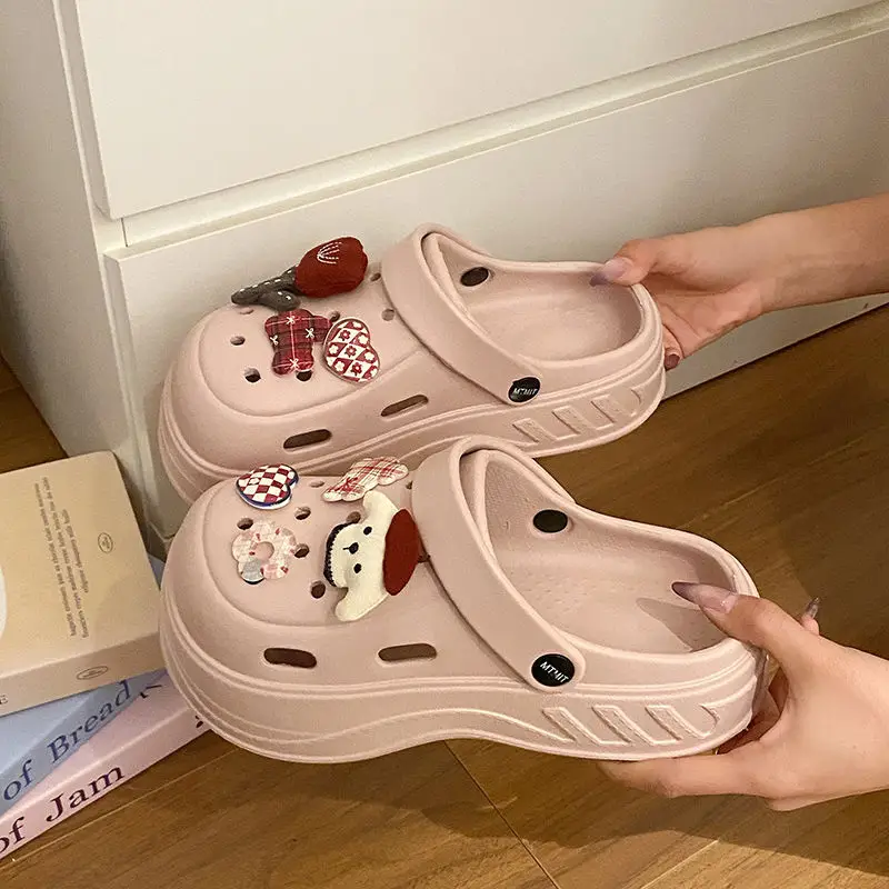 Women's White Rose Puppy Hole Sandals Thick Soled Non Slip — feature 37