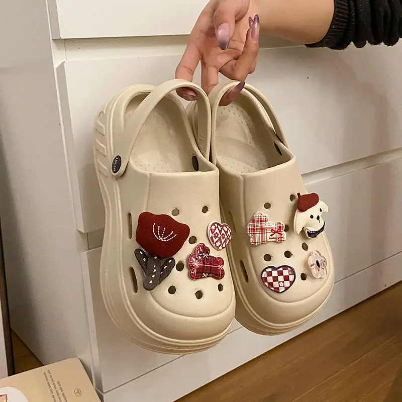 Women's White Rose Puppy Hole Sandals Thick Soled Non Slip — feature 39