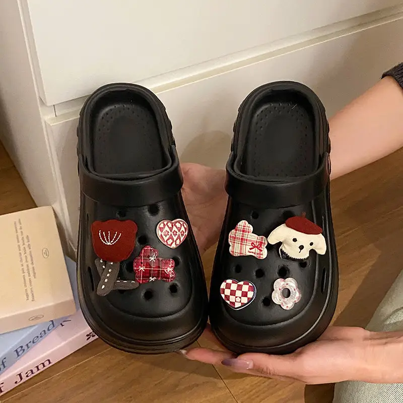 Women's White Rose Puppy Hole Sandals Thick Soled Non Slip — feature 40