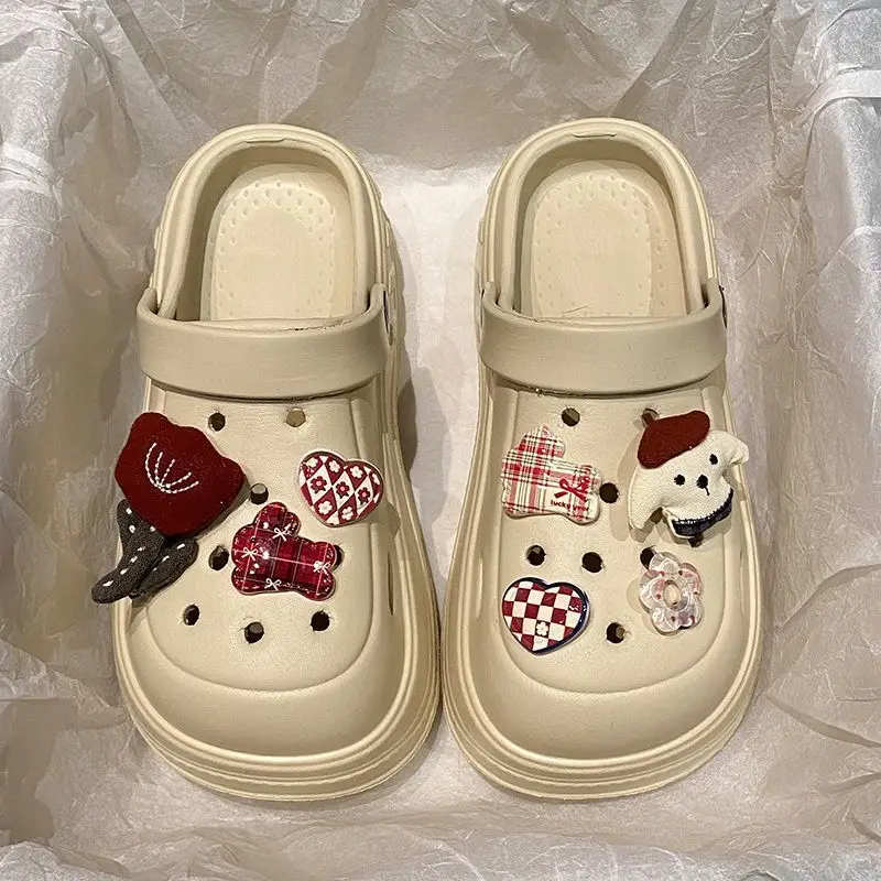 Women's White Rose Puppy Hole Sandals Thick Soled Non Slip — feature 45