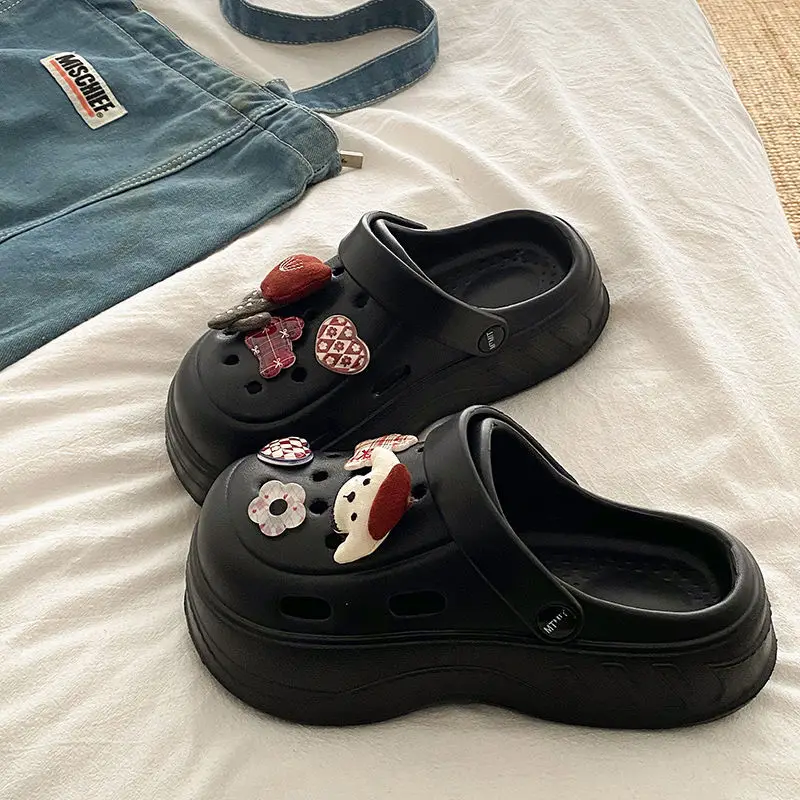 Women's White Rose Puppy Hole Sandals Thick Soled Non Slip — feature 46