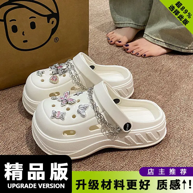 Women's White Rose Puppy Hole Sandals Thick Soled Non Slip - Image 10