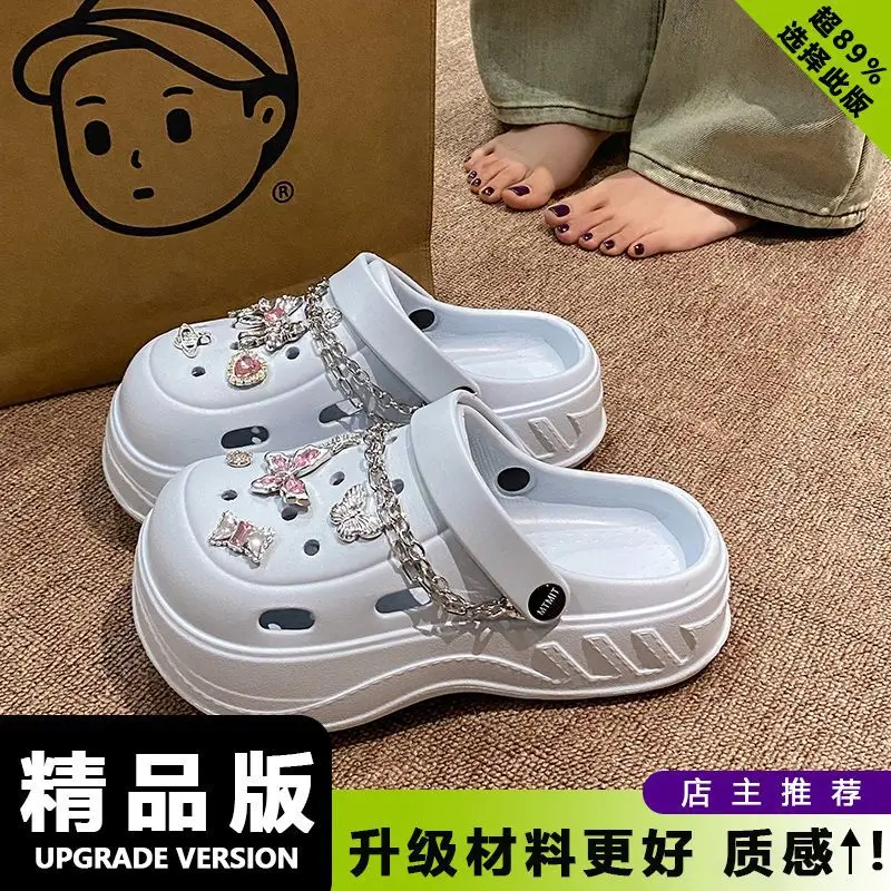 Women's White Rose Puppy Hole Sandals Thick Soled Non Slip - Image 12