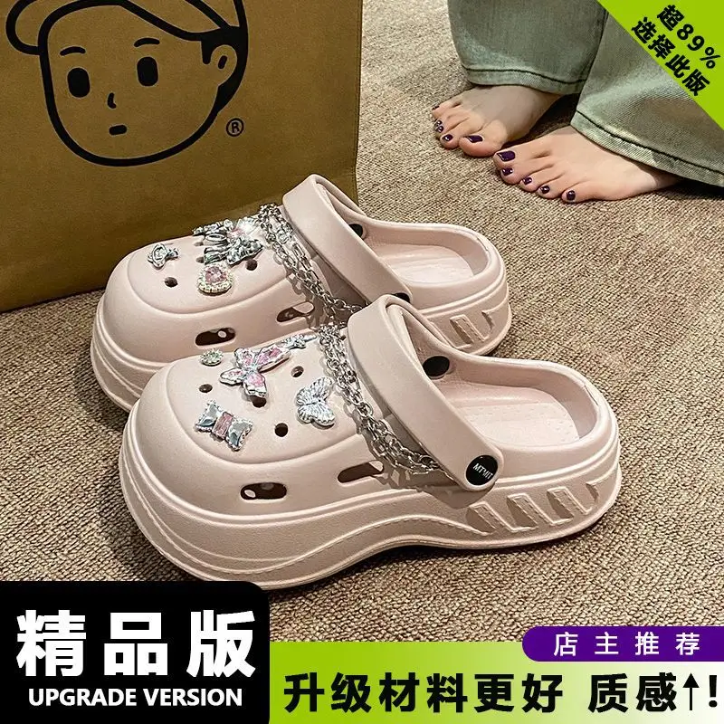 Women's White Rose Puppy Hole Sandals Thick Soled Non Slip - Image 13