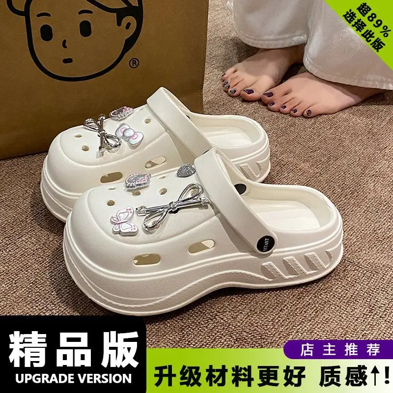 Women's White Rose Puppy Hole Sandals Thick Soled Non Slip - Image 14
