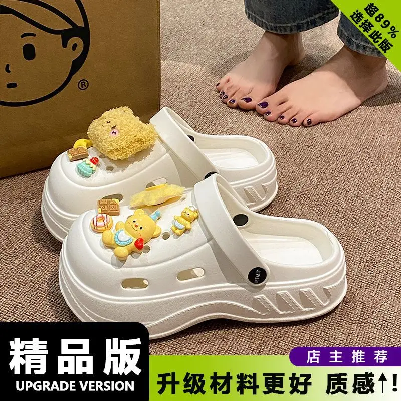Women's White Rose Puppy Hole Sandals Thick Soled Non Slip - Image 17