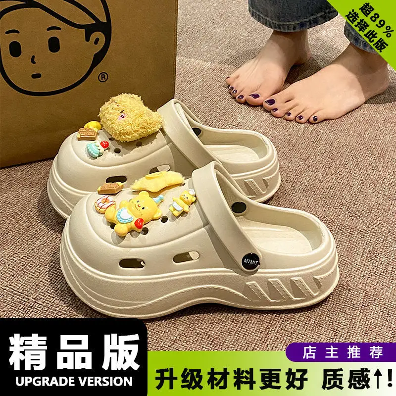 Women's White Rose Puppy Hole Sandals Thick Soled Non Slip - Image 19