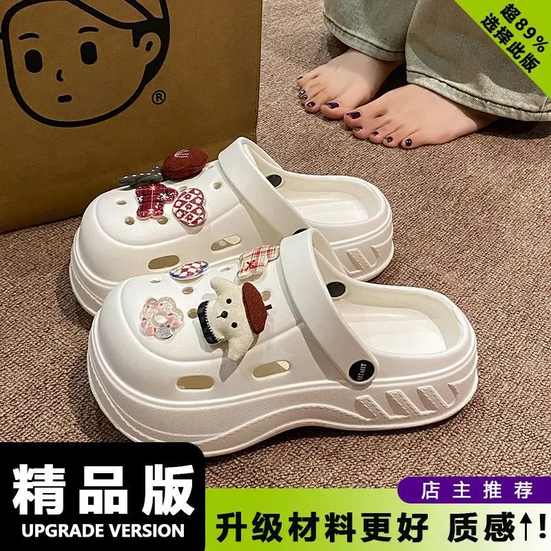 Women's White Rose Puppy Hole Sandals Thick Soled Non Slip - Image 6