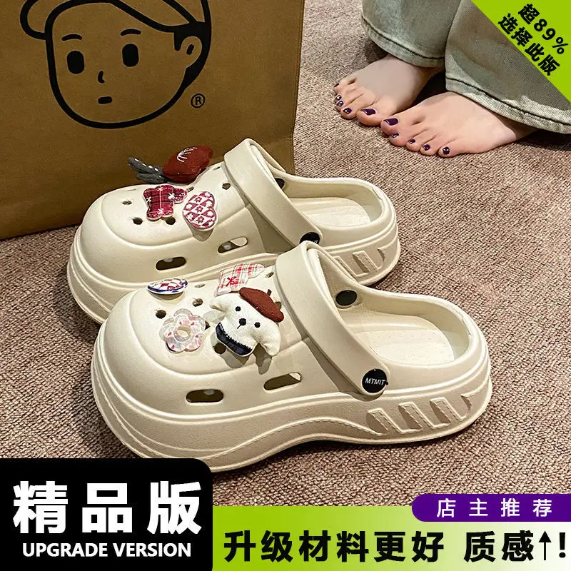 Women's White Rose Puppy Hole Sandals Thick Soled Non Slip - Image 9