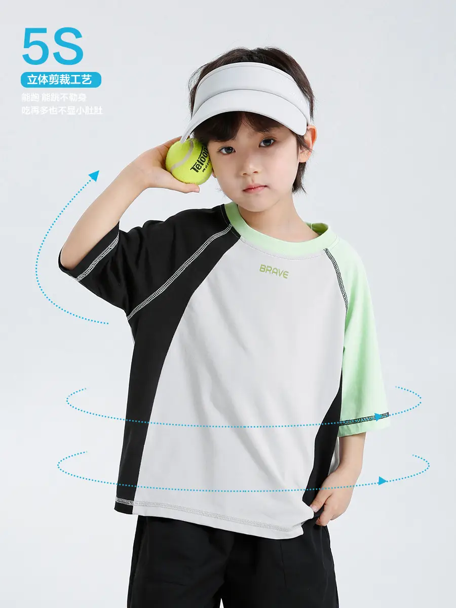 Kids Short Sleeve T-Shirt Quick Dry Pure Cotton Summer Wear - Image 3